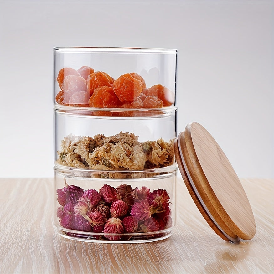 1set, Home, Restaurant, Party, Multi-layer Snack and Cereal Storage Glass Jar, Easy to Store Daily Snacks and Dried Fruits, Suitable for Cereal, Snacks and Other Storage and Packaging
