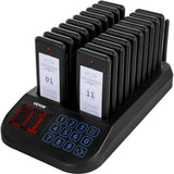 F103 Restaurant Pager System 20 Pagers, Max 98 Beepers Wireless Calling System, Touch Keyboard With Vibration, Flashing And Buzzer For Church, Nurse,Hospital & Hotel