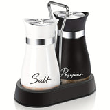 2Pcs Salt And Pepper Shakers Set With Holder,4 Oz Modern Farmhouse Kitchen Decor And Accessories For Restaurant, Wedding, Housewarming Gifts Refillable Design