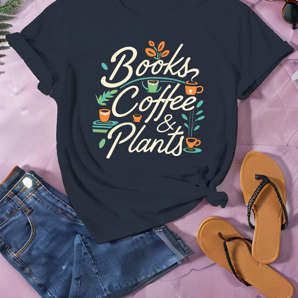 BOOKS COFFEE PLANTS women's comfit t-shirt