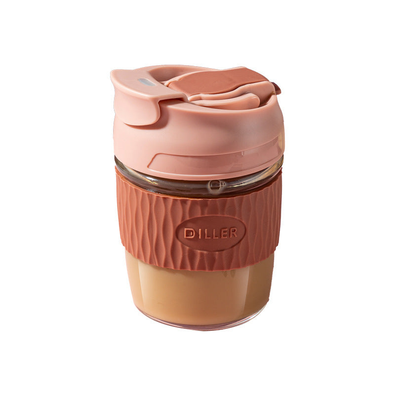 Double Drinking Straw Glass Student Simple And Handy Coffee Cup Home Portable