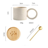 Big Ear Ceramic Cup With Spoon Office Coffee Home Milk Drinking Water