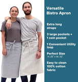 Bistro Half Apron for Men & Women | Half Aprons for Women with Pockets | Delantales Para Meseros | Waitress Aprons | Server Apron with Pocket