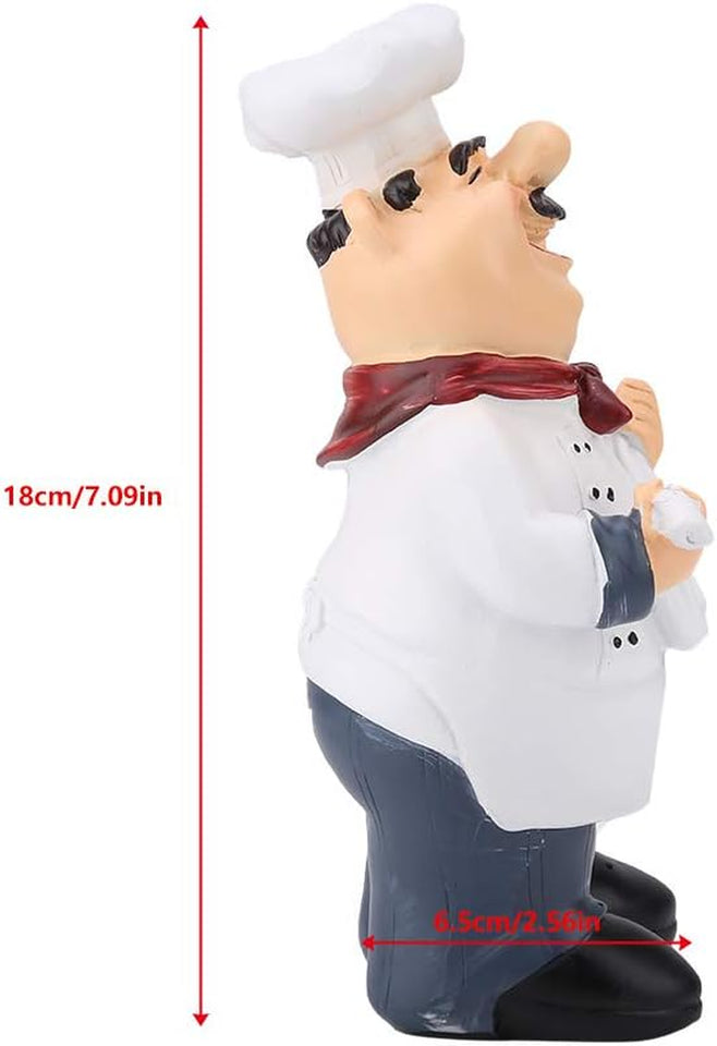 Resin Chef Figurines, Fat Chef Ornament Statue Italian Chef Kitchen Decor for Counter Restaurant Coffee Shop(Holding Noodle)