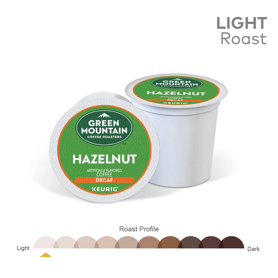 Green Mountain Coffee Hazelnut Decaf  K-Cup Pods, Light Roast Coffee, 48Ct
