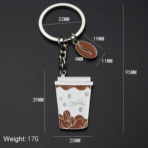 Creative Coffee Cup Paint Keychain Pendant