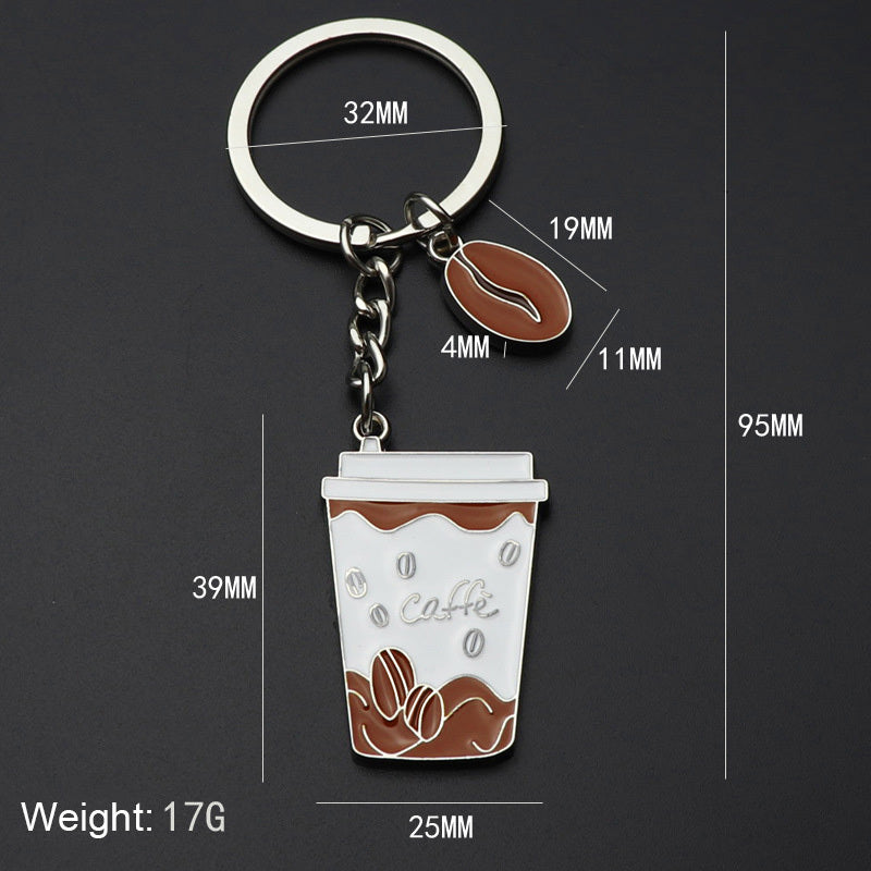 Creative Coffee Cup Paint Keychain Pendant