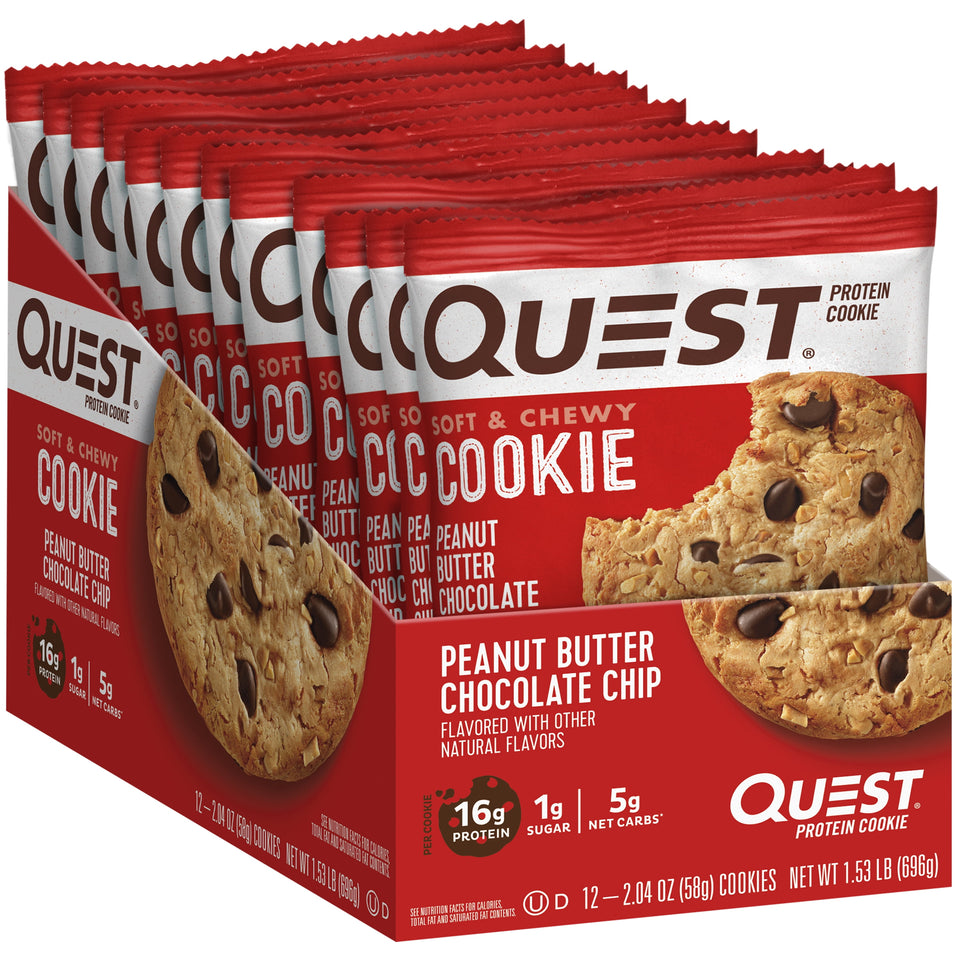Quest Protein Cookie, Keto Friendly, Peanut Butter Chocolate Chip Flavored, Soft and Chewy, 12 Count