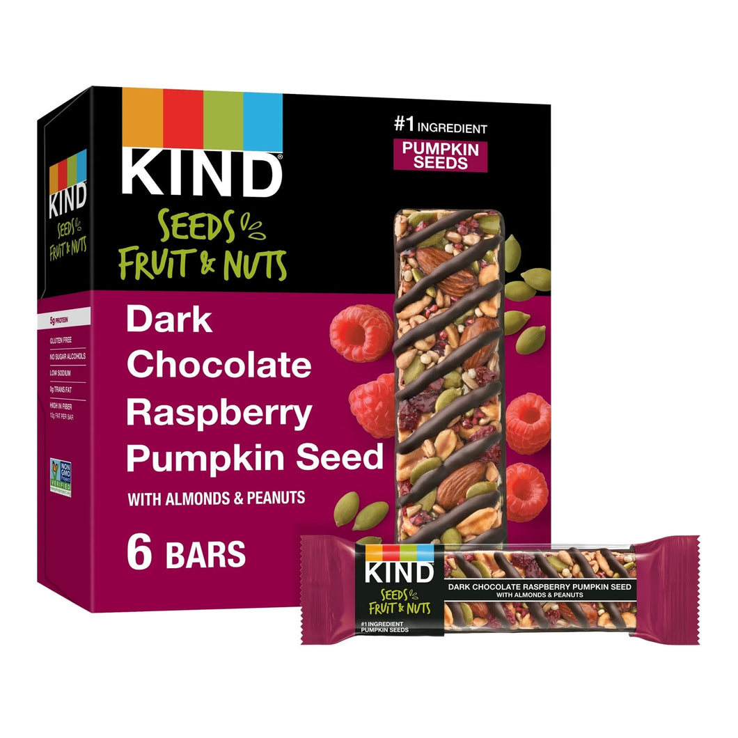 Seeds Fruit & Nuts Snack Bar, Dark Chocolate Raspberry Pumpkin Seed, Gluten Free, 6 Count Box ( 3 Box )