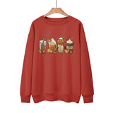 New Coffee Pumpkin Halloween Street Spring Autumn And Winter Round Neck Loose Casual Pullover