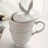 Charming Alice Rabbit Ears Ceramic Mug - 11.83oz, Insulated Coffee & Milk Cup with Lid and Handle, Microwave Safe, Perfect for Afternoon Tea, Home Kitchen Accessory