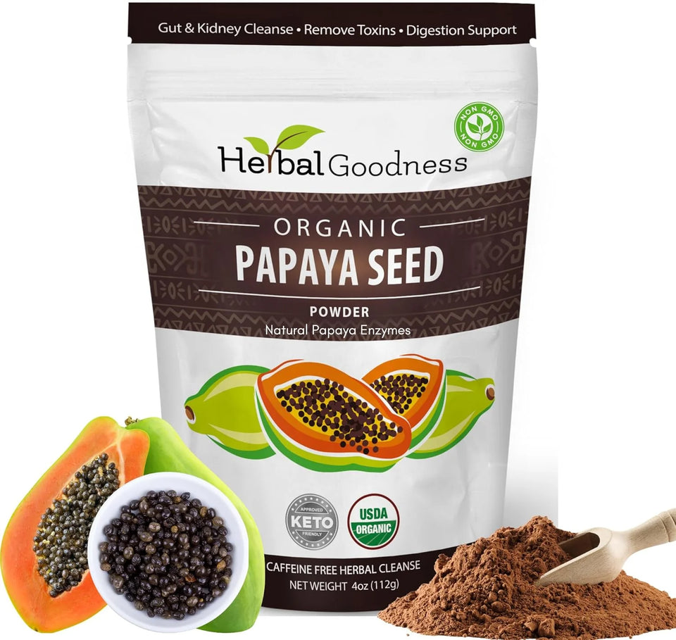 Papaya Seed Powder - Digestive Enzyme Support, Gut Health, Kidney Detoxification, 4 oz, Herbal Supplement