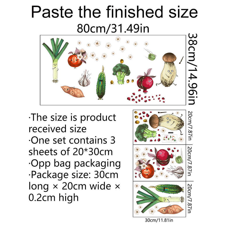 Vegetable Party Wall Sticker Kitchen Restaurant Decoration Self-adhesive Wall Stickers