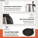 Electric Kettle, 1.8L Hot Water Boiler, Hot Water Kettle With Auto Shut-Off&Boil-Dry Protection, Stainless Steel Interior Electric Tea Kettle Pot, Teapot Boiler For Fast Boiling Coffee, Tea Maker, Drinks, Instant Water Heater