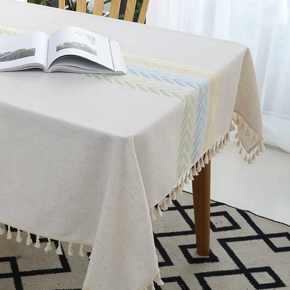 Cotton Linen Rectangular Tablecloth With Tassel Square Table Cloth  Dust-Proof Table Cover For Room Decor Restaurant Kitchen Dinning Room Table Cover