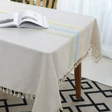 Cotton Linen Rectangular Tablecloth With Tassel Square Table Cloth  Dust-Proof Table Cover For Room Decor Restaurant Kitchen Dinning Room Table Cover