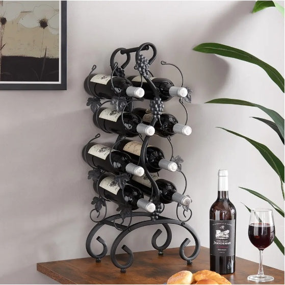 8-Bottle Freestanding Metal Wine Rack, Portable,4-Tier For Desktop,Restaurant,Wine Cellar