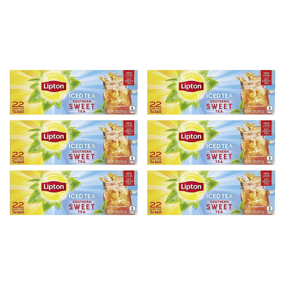 Family-Sized Black Iced Tea Bags, Southern Sweet Tea 22 Ct (Pack of 6)