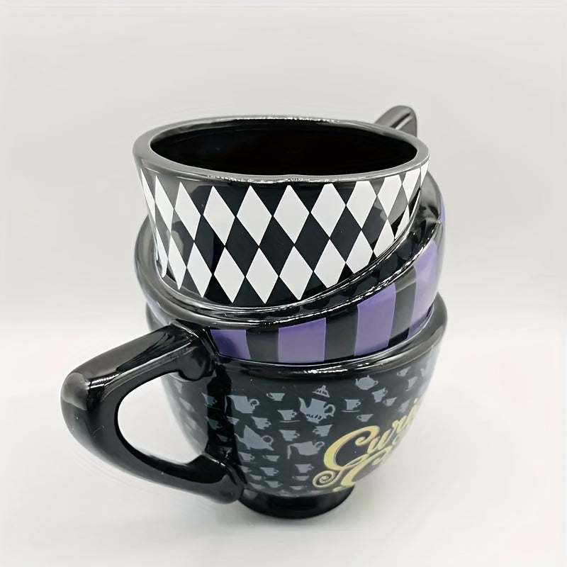 1pc, Novelty Mad Hatter Ceramic Coffee Mug - Alice In Wonderland Design, Hand Wash Only, Reusable, Multi-Purpose, Retro Style Tea Cup