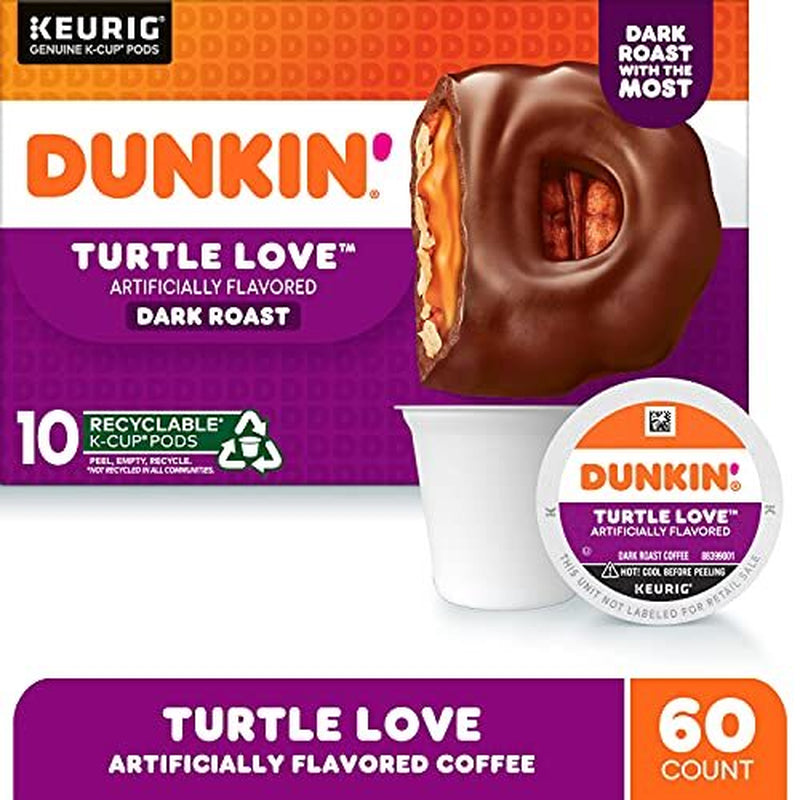 Dunkin Turtle Love K Cup Pods 60 Count Dark Roast Coffee Pods Flavored Coffee