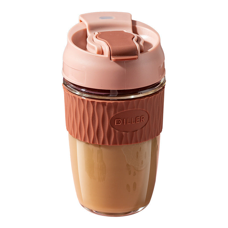 Double Drinking Straw Glass Student Simple And Handy Coffee Cup Home Portable