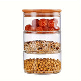 1set, Home, Restaurant, Party, Multi-layer Snack and Cereal Storage Glass Jar, Easy to Store Daily Snacks and Dried Fruits, Suitable for Cereal, Snacks and Other Storage and Packaging