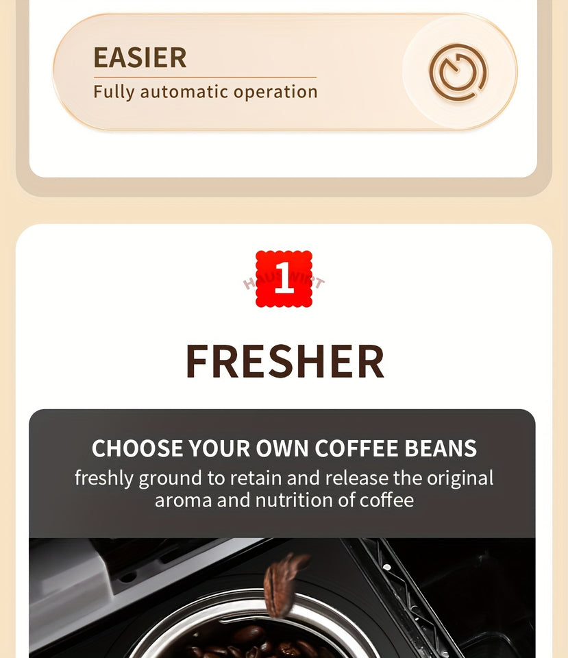LCD Display, Automatic Drip Coffee Machine With Grind, HAUSWIRT Coffee Maker With Grinder, Grind And Brew Coffee Maker, Compatible For Bean Ground Coffee And Tea