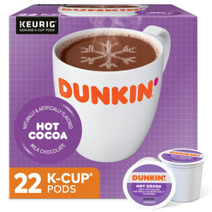 Dunkin Donuts Hot Cocoa K Cup Pack of 22 Single Serve Milk Chocolate Pods