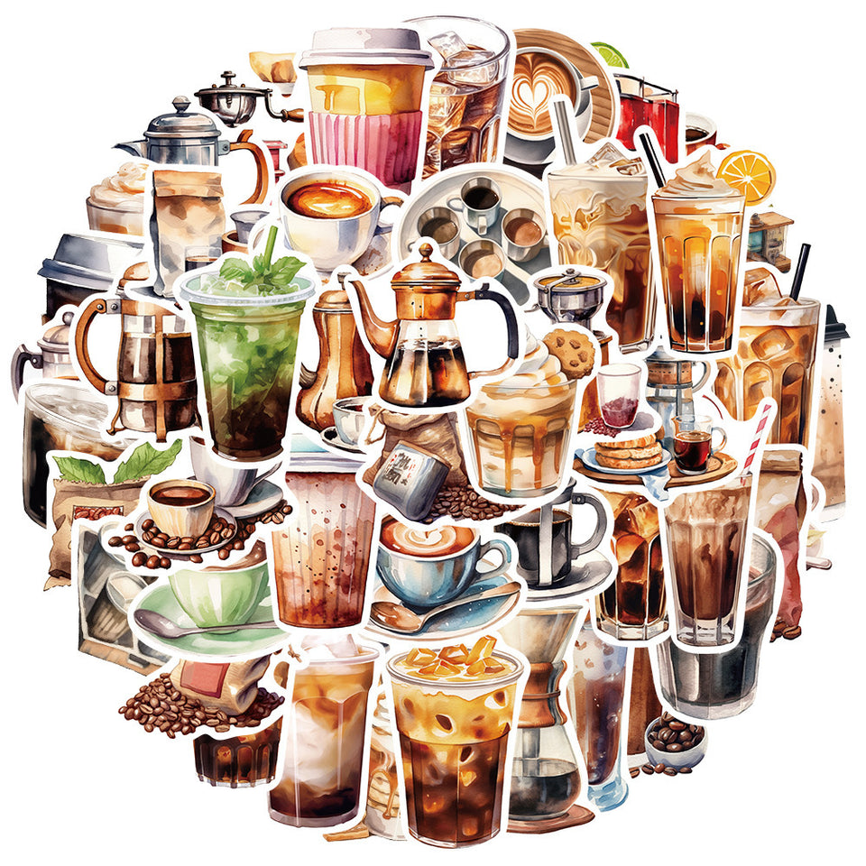 Fashion Waterproof Coffee Creative Stickers