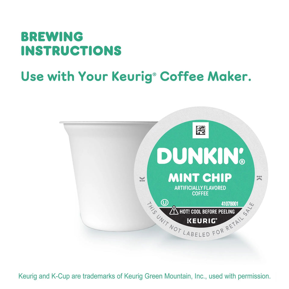 Dunkin’ Mint Chip Artificially Flavored, Dark Roast, Coffee, Keurig K Cup Pods, 10 Count Box