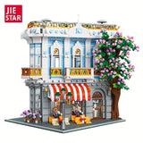 JIE-STAR 3725pcs Sakura Restaurant Street Scene Building Blocks Set - Creative Home Decor, Romantic Architectural Model Kit for Display